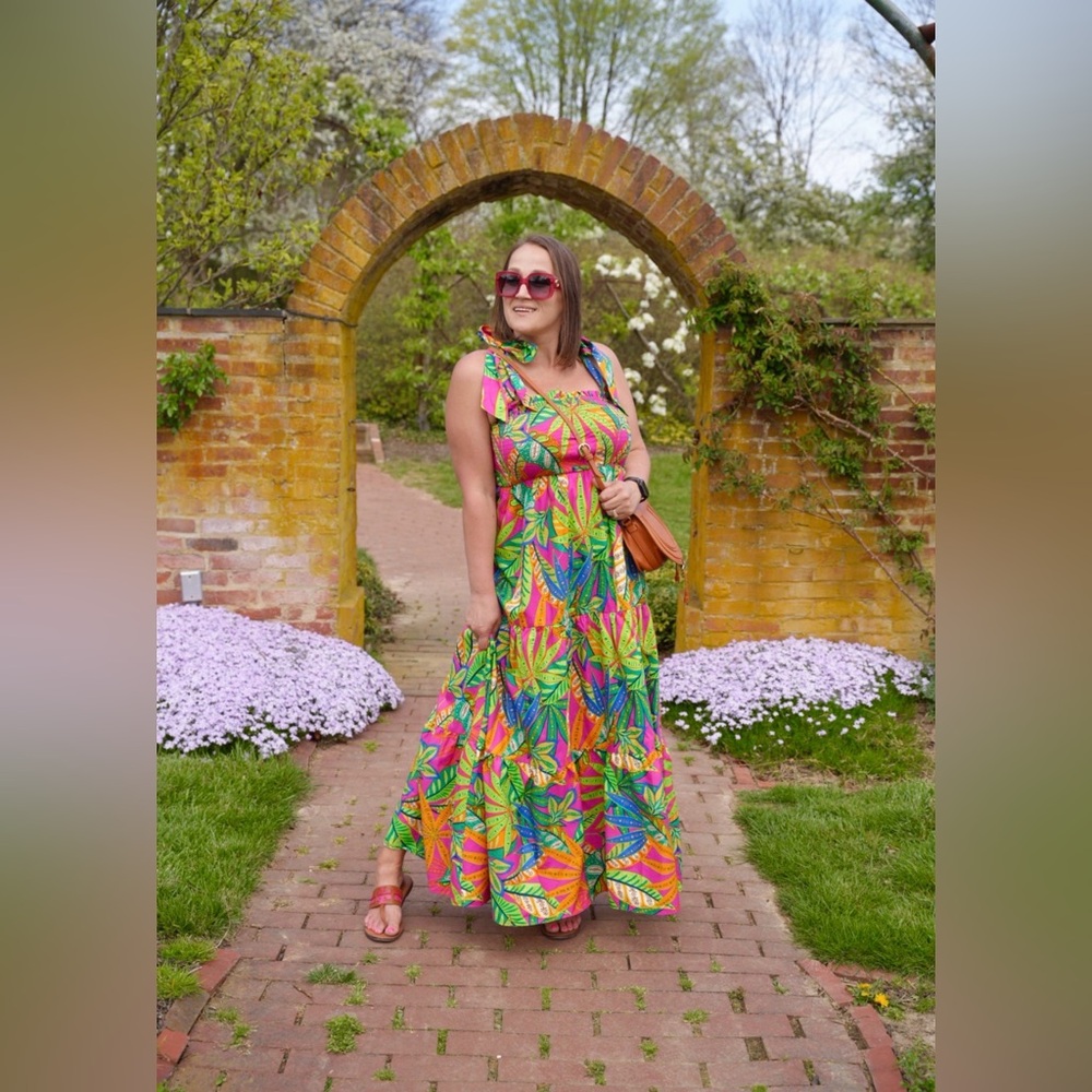 NEW Flying Tomato Multicolor Tropical Smocked Maxi Dress